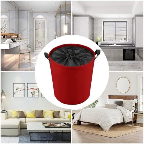 Large Laundry Hamper Bag, Red Trend Colors Collapsible Laundry Basket with Drawstring Dirty Clothes Organizer Washing Bin for Family Essentials Storage