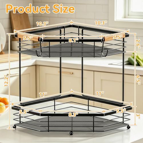 Fruit Basket for Kitchen Corner: Space-Saving 2-Tier
