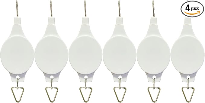 6 Pack Plant Hook Pulley, Retractable Plant Hanger Easy Reach Hanging Flower Basket for Garden Baskets Pots and Birds Feeder Hang High up and Pull Down to Water or Feed, White