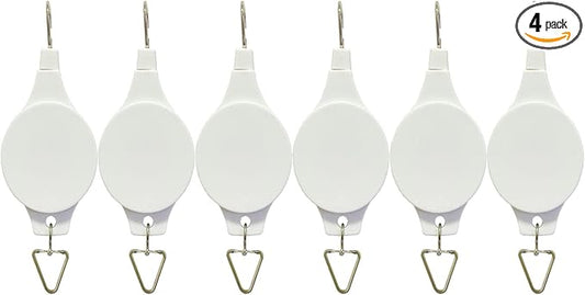 6 Pack Plant Hook Pulley, Retractable Plant Hanger Easy Reach Hanging Flower Basket for Garden Baskets Pots and Birds Feeder Hang High up and Pull Down to Water or Feed, White
