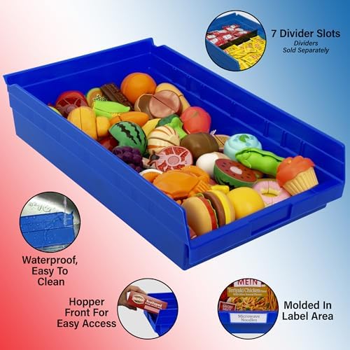 Akro-Mils 30178 Heavy Duty Plastic Shelf Bins, 18"x 11"x 4", Yellow, 12-Pk