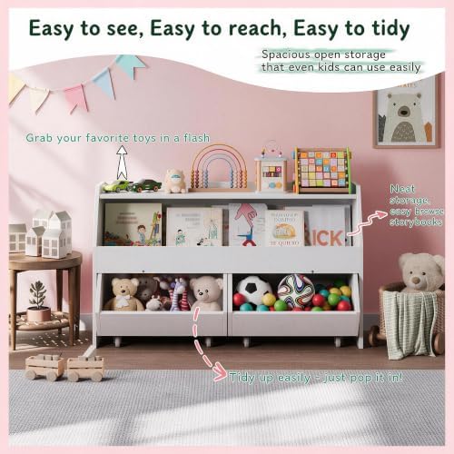 Kids Toy Storage Organizer, Kids Toy Organizer, Playroom Organization White