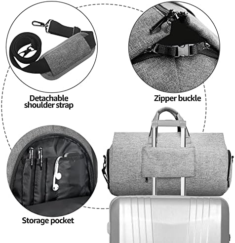 UNIQUEBELLA Convertible Garment Bag for Travel Carry on Garment Duffel Suit Bag with Shoe Compartment Weekend Flight Bag for Men