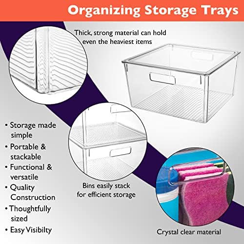 ClearSpace Plastic Storage Bins with Lids, Pantry Organizer, XL, 4 Pack | Plastic storage bins with lids for pantry organization and refrigerator storage
