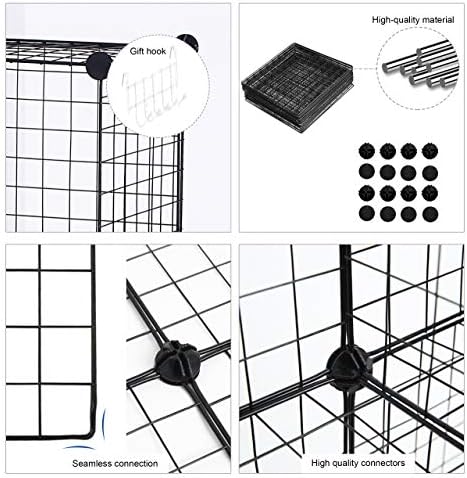 C&AHOME Wire Cube Storage, 8-Cube Organizer Metal C Grids Storage, Storage Bins Shelving, Modular Book Shelf, DIY Closet Cabinet Ideal for Living Room, Home, Office 24.8" L x 12.4" W x 48.4" H Black