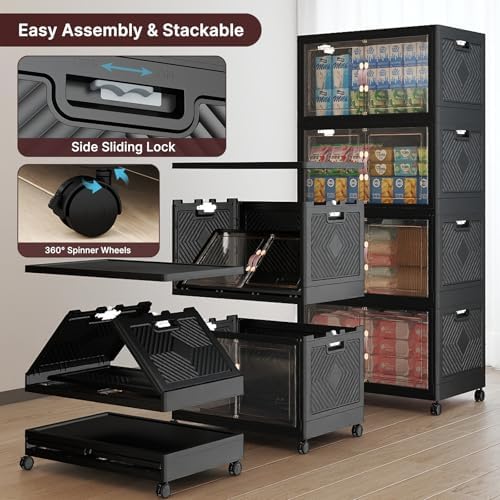 UAMFURI Stackable Storage Bins, 896QT Collapsible Drawers with 2 Lids