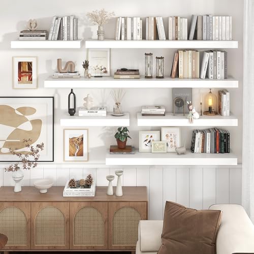 36 Inch Floating Shelves for Wall, 12"D Wood Storage Shelves, White Finish