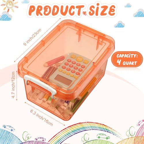 Wenqik 12 Pack Colorful Plastic Storage Bins with Lids, Colorful | 4 Quart Clear Plastic Small Bins, Stackable Nestable, Latching Buckles, Kids Toy Sorting Playroom, Craft Supplies Storage