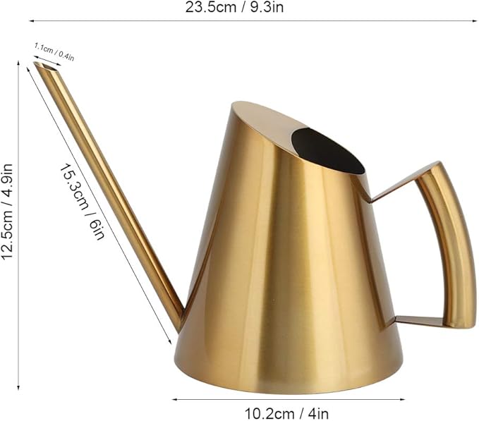 13.6 oz Watering Can Indoor Plants Stainless Steel Plant Waterer Watering Pot Sprinkle Pot Garden Flowers Plants Flower Tool Gold Watering Can with Long Spout (400ml)