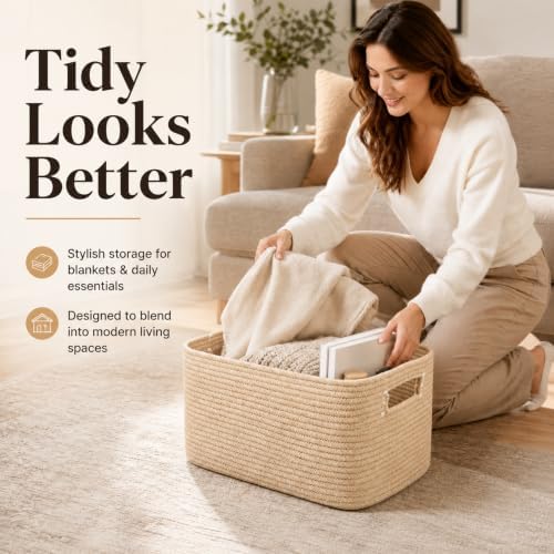 22.8GAL Xl Extra Large Laundry Basket for Bathroom, Dorm dirty Clothes, Sturdy Portable Aesthetic Boho Cute Woven Storage Shoes Blanket Baskets for Living Room Decor Girls Boys Pets Toys Oatmeal