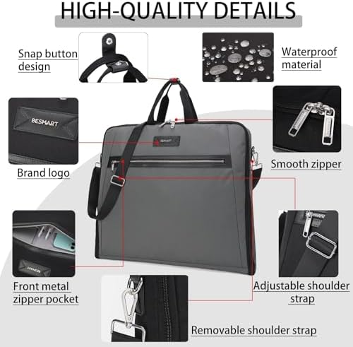 BESMART Garment Bags for Travel, 51" Large Suit Bag for Business Trips