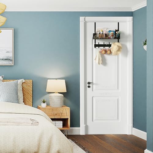 LUCYCAZ Over The Door Hooks Organizer,Back Door Storage with Coat Hooks