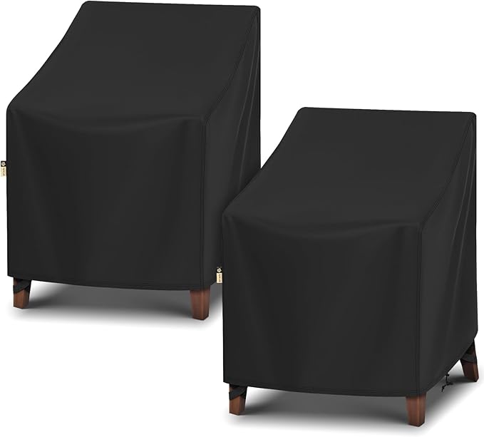 Arcedo Waterproof Patio Chair Covers 2 Pack, Outdoor Lounge Covers for Lawn Swivel Rocking Chair, Patio Furniture All Weather Protection - 29" W x 30" D x 36" H, Black