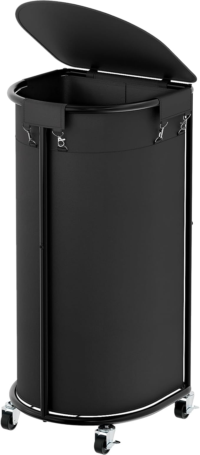 Laundry Hamper with Wheels and Lid, 100L Half Round Rolling Laundry Basket