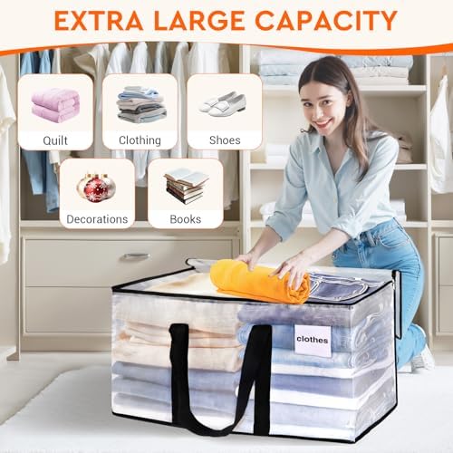HomeHacks Moving Bags, Heavy Duty Storage Bags for Clothes, 10 Pack 76L