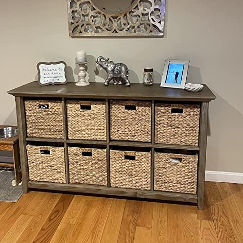 M4DECOR 10.5 x 10.5in Wicker Storage Baskets for Shelves, Water Hyacinth Storage Baskets, Woven Baskets for Storage, Wicker Storage Basket for Bedroom, Living Room (6 Packs 10.5x10.5in)