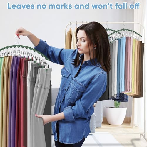 3 Pack Legging Organizer for Closet Hanging, Pants Hangers with Clips Metal