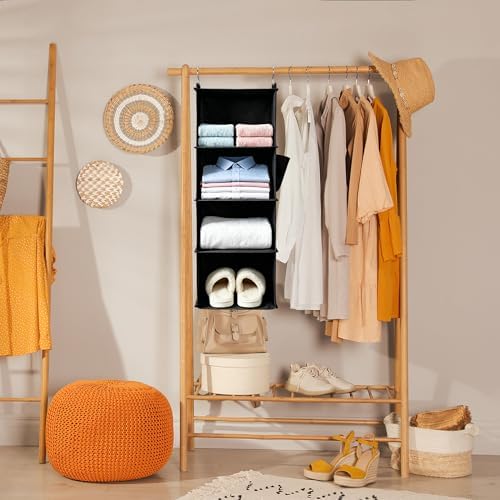 Hanging Closet Organizer and Shelves,4 Shelves with 1 Side Pockets (Grey)