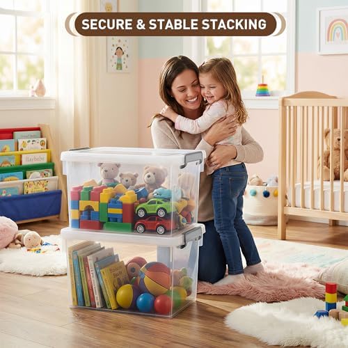 Citylife 22.2 Qt Ultra-Thick Plastic Clear Storage Bins with Lids, 6-Pack