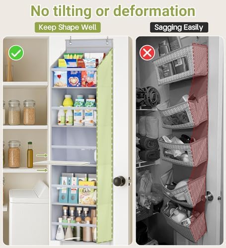 AOODA 4 Pack Over the Door Organizer, Large Capacity Closet Door Hanging Organizer, Clear Deep Pockets Baby Organizer Storage for Nursery, Bathroom, Bedroom, Pantry, Diapers (Grey)