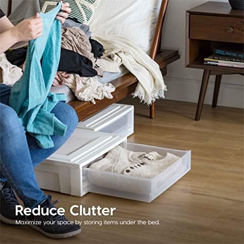 IRIS USA 4-Pack, 27 Qt. Under Bed Storage Bin with Sliding Drawers, White