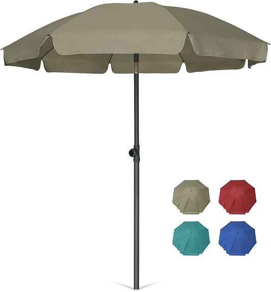 AMMSUN Patio Umbrella, 6.5 ft Outdoor Table Umbrella with Tilt Steel Pole, UPF50+ Protection, Great for Outdoor Garden Backyard, Tan