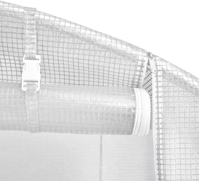 vidaXL Greenhouse, Spacious 145.3 ft² Coverage, Protective & Robust PE Mesh Fabric, Durable Galvanized Steel Frame, with 6 Windows and 1 Door, Ideal for Fruits, Vegetables, and Plants