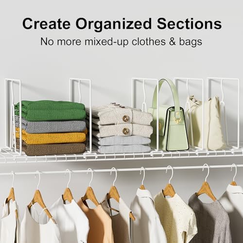 SortNStore Wire Shelf Dividers for Closet: Tall 10.6in x Deep 12in, 8 Pack