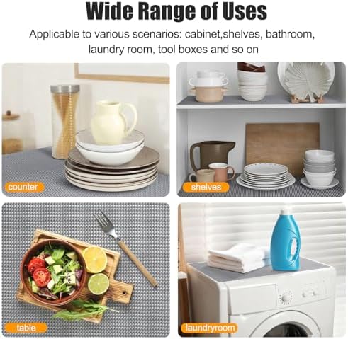 Songrey Non-Slip Shelf Cabinet and Drawer Liner, 23.6IN x 20FT, Dark Gray | No Adhesive Residue, Strong Grip, Thick PVC Mat, for Kitchen Shelves, Bathroom Drawers, Home Essentials, Snip to Fit