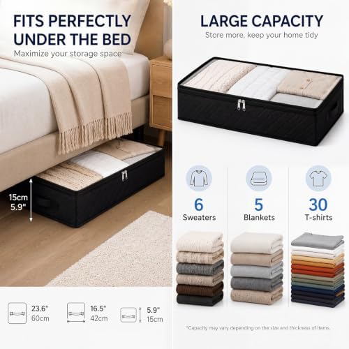 Fixwal Under Bed Storage Bags 4 Pack Underbed Containers for Clothing