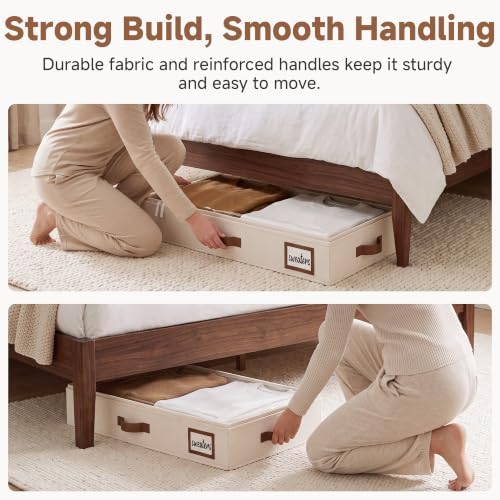 StorageWorks 4 Inch Low Profile Under Bed Storage Containers with Clear Lid
