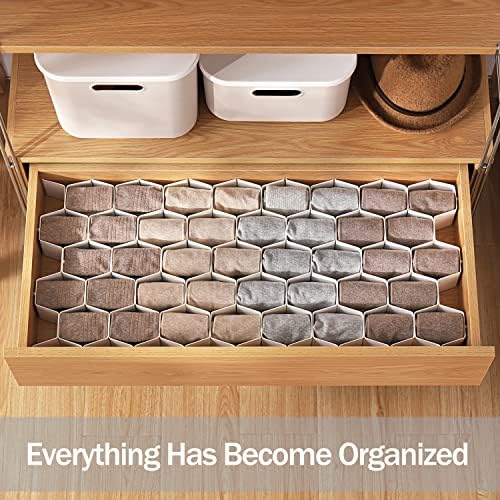 Sock Drawer Organizer, Drawer Divider Organizer for Underwear Socks Ties Belts Assemble Honeycomb Separator Closet Cabinet DIY Desk Office 8pcs White