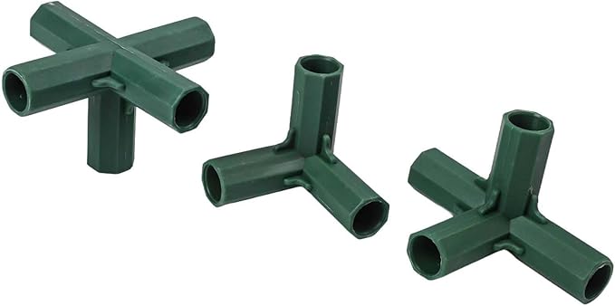 36 Packs Greenhouse Frame Connectors for 16mm Tubes, 6-Way Plastic Garden Structure Fittings with 3/4/5-Way Corners Tees for DIY Cold Frames, Plant Shelters and Shelving Units, Green