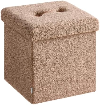 SONGMICS Small Folding Storage Ottoman, 15 x 15 x 15 Inches
