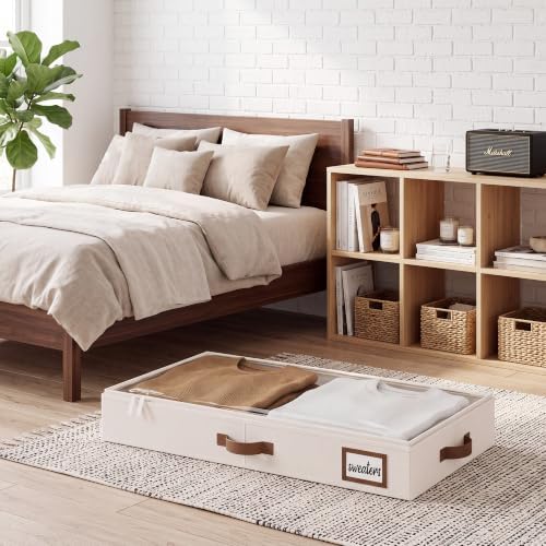 StorageWorks 4 Inch Low Profile Under Bed Storage Containers with Clear Lid