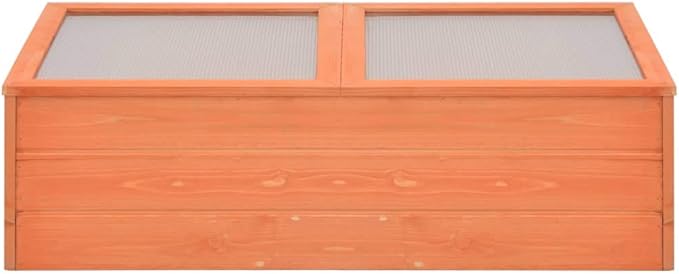 Wooden Garden Portable Greenhouse Sturdy Cold Frame Raised Plants Bed Protection with 2 PC Boards and Openable Top Door Raised Flower Planter Box 39.4"x19.7"x13.4"