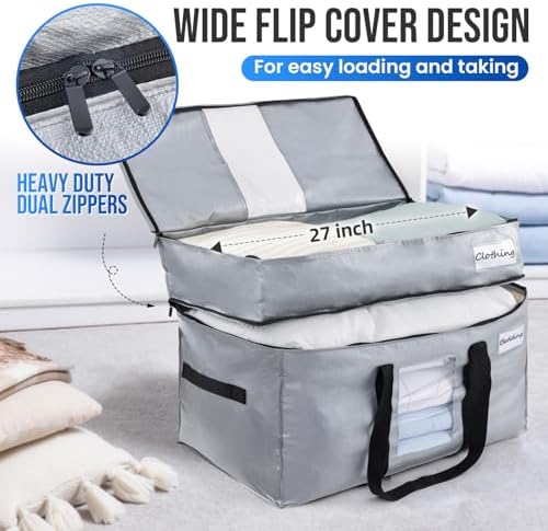 TAILI 2 Tier Moving Bags,4 Pack Silver Storage Bags with Visible Window