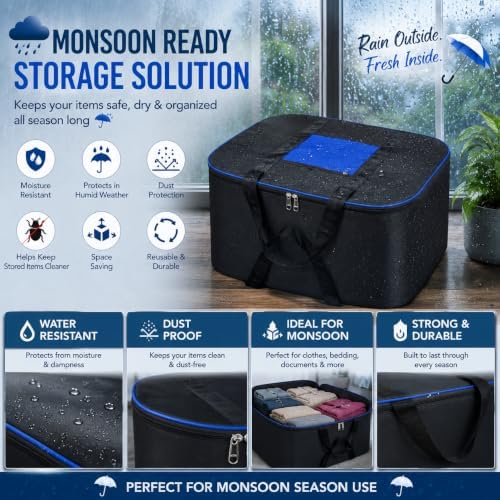 Storite 3 Pack Moisture Proof Nylon Underbed Storage Bag For Clothes Large