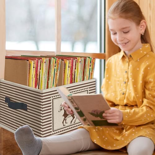 Vintage Western Cowboy Foldable Storage Bins Box with Handles, Western Country Cowboy Rodeo Horse Neutral Striped Collapsible Toys Books Clothes Organizer Basket for Bedroom Bathroom