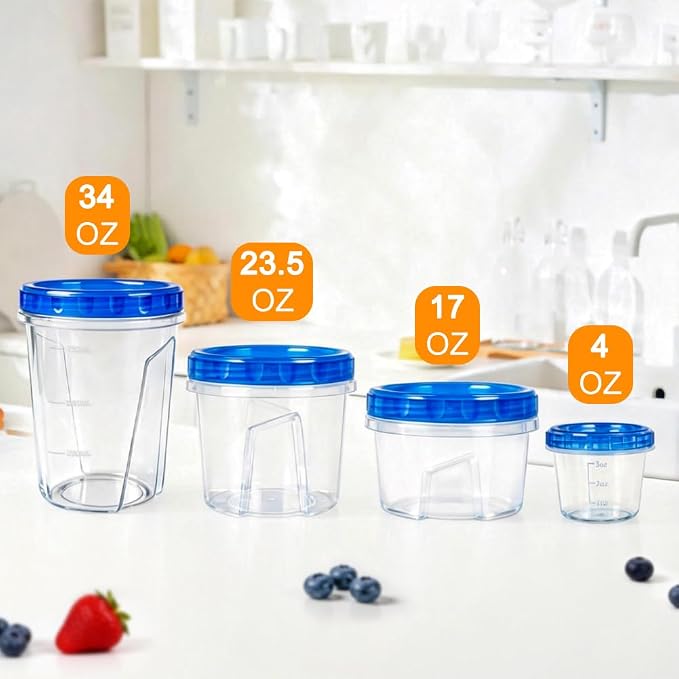 12 Pack 4 oz Plastic Containers with Twist Lids, Small Food Containers