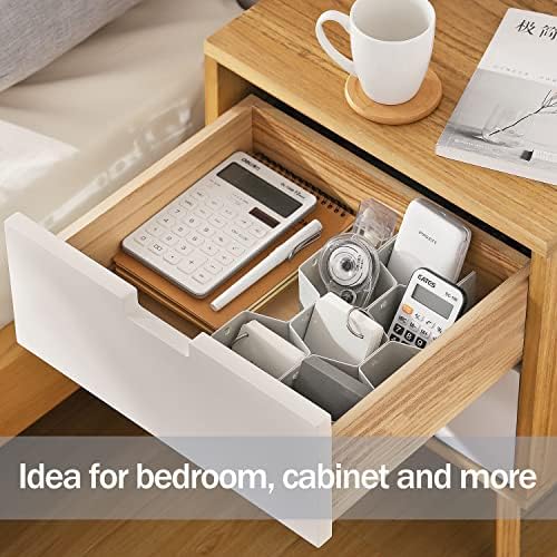 Sock Drawer Organizer, Drawer Divider Organizer for Underwear Socks Ties Belts Assemble Honeycomb Separator Closet Cabinet DIY Desk Office 8pcs White