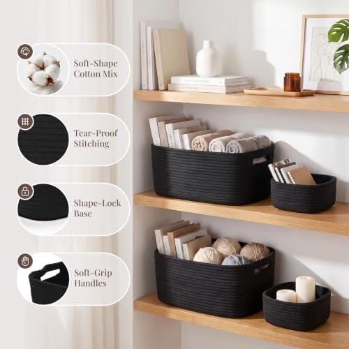 4 Pack Storage Baskets for Shelves, 17"x13"x7.5" & 7"x7"x3.5"