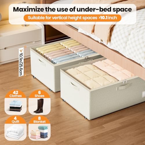 Dayacoco Under Bed Storage With Wheels,10in Underbed Storage Containers 65L