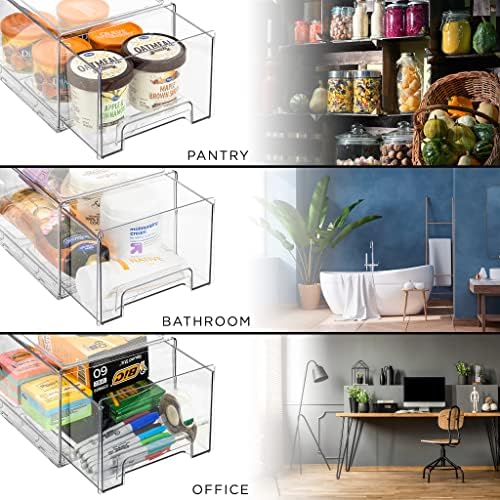 Sorbus Clear Storage Drawers for Refrigerator with Handles (Large, 2 Pack)