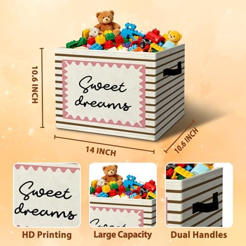 Sweet Night Affirmation Storage Bins Box with Handles Organizer Basket
