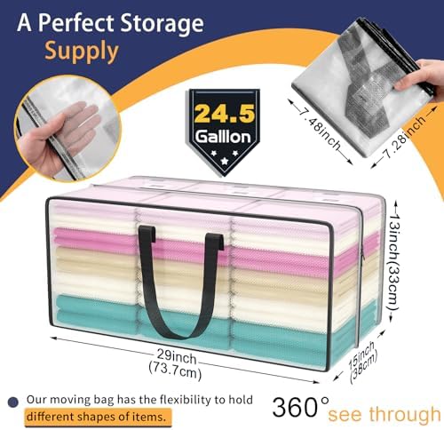 Clear Moving Bags Heavy Duty Extra Large with Strong Zipper Handles