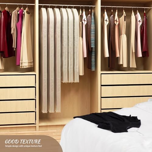Univivi Garment Bag for Hanging Clothes and Travel, Beige, 60 Inch, 1 Pack