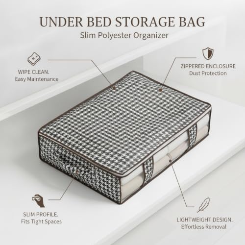 Slim Under Bed Storage Bag, Low Profile Zippered Polyester Organizer for Bedding & Clothes, Fits Tight Spaces (1 Pack)
