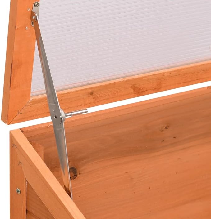 Wooden Garden Portable Greenhouse Sturdy Cold Frame Raised Plants Bed Protection with 8 PC Boards and Openable Top Door Raised Flower Planter Box 70.9"x22.4"x24.4"