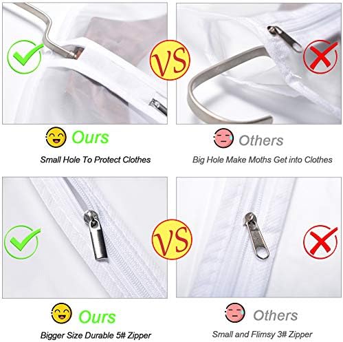 Garment Bags for Hanging Clothes 24''X48'' Suit Bags for Closet Storage (Pack of 6) Plastic Waterproof Suit Cover Bags with Zipper for Coats, Jackets, Shirts